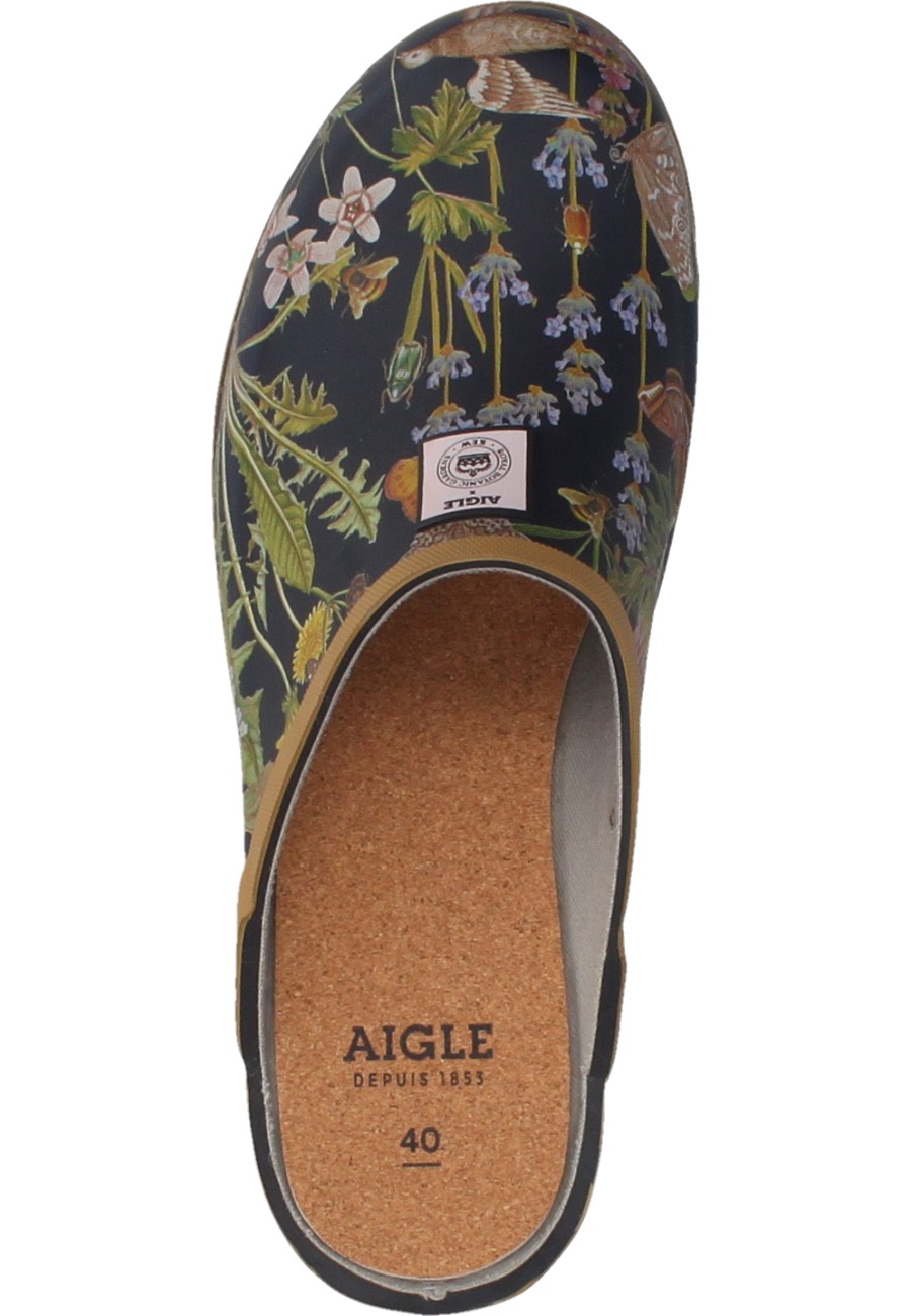 Der stilvolle Gartenclog VICTORINE SABOT PRINT KEW GARDEN von Aigle