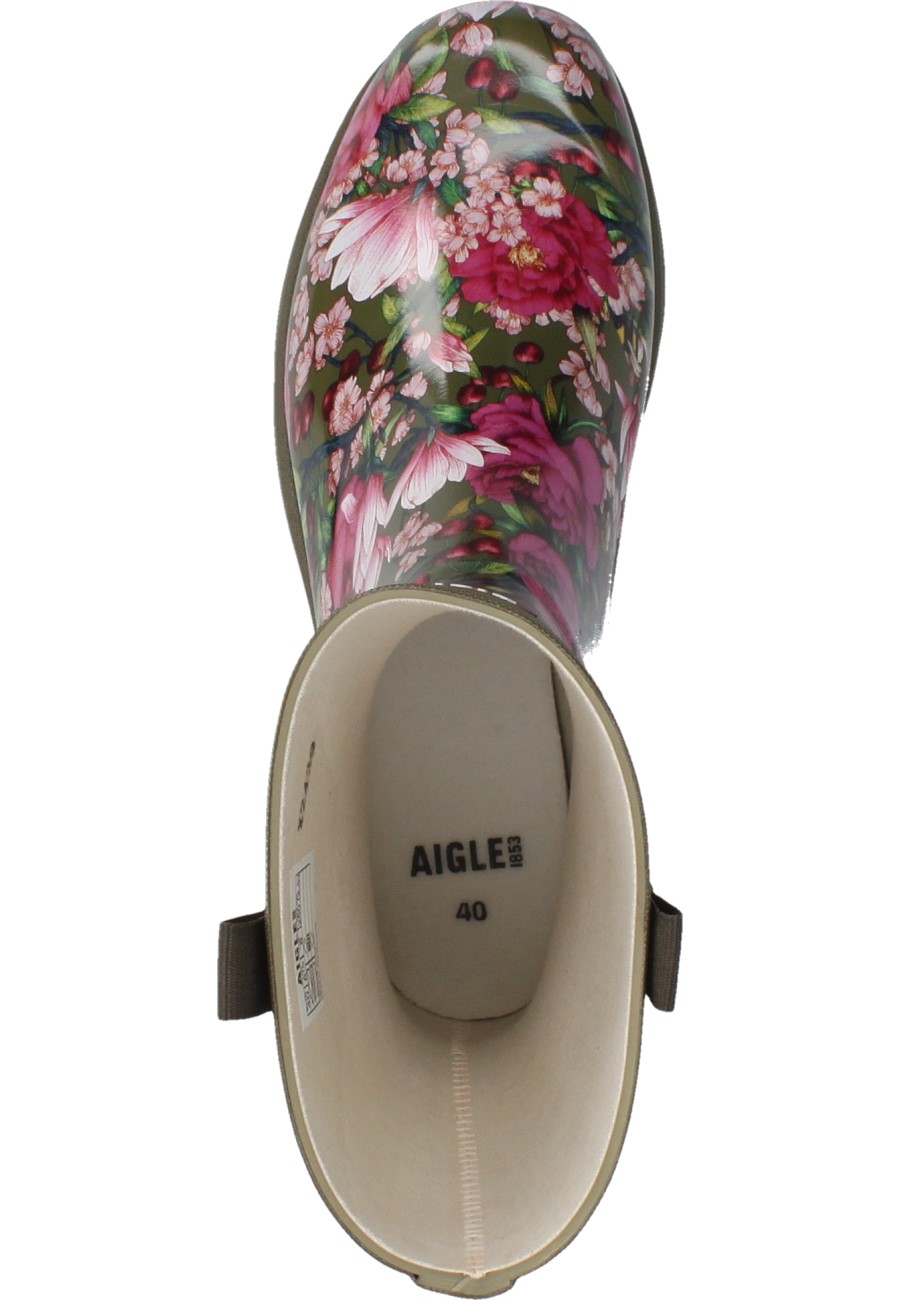 Aigle Alya Print Stivali Corti Da Donna In Gomma Naturale - Impermeabili, Con Motivo Floreale Peonia, Suola Antiscivolo - 3
