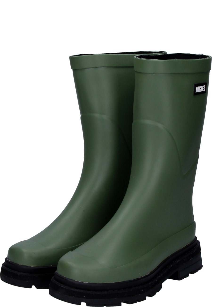 Trendige kurze Damengummistiefel MID RAIN oliv von Aigle