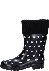 Warm gef�tterte Damengummistiefel DOTS schwarz von Beck