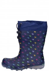 Der warme Kindergummistiefel BLINKING HEARTS dunkelblau Der warme Kindergummistiefel BLINKING HEARTS dunkelblau