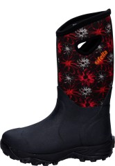 Fella Damen Gummistiefel ANNIE HIGH BLACK/RED | mit Blumen Muster