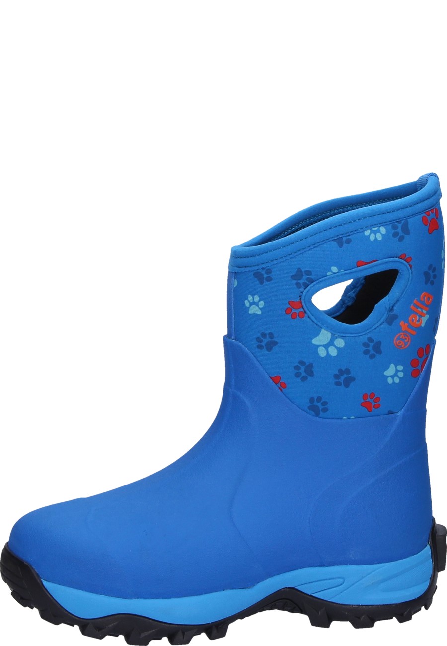 Fella Damen Gummistiefel PAW WALKER MID BLUE mit Pfötchen Design
