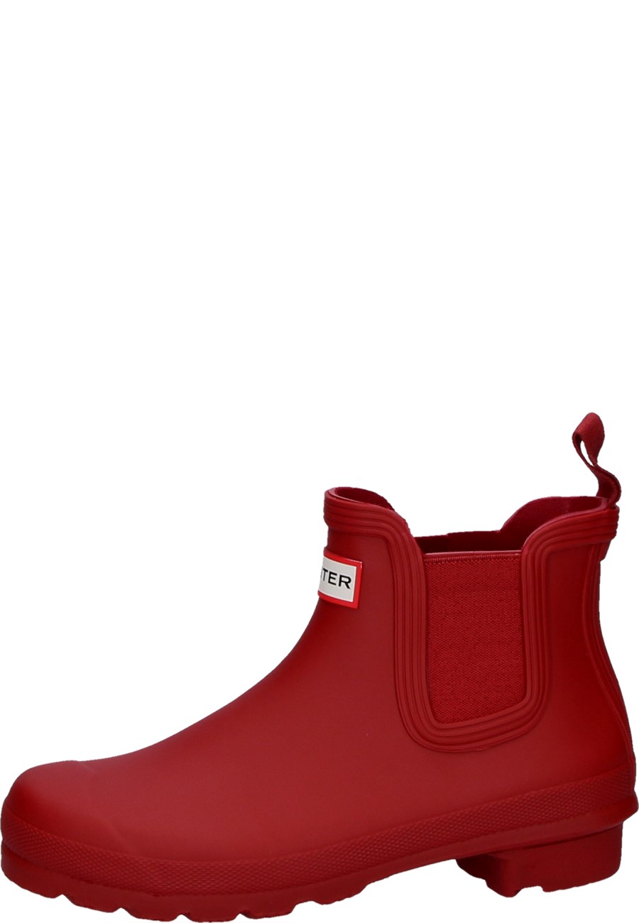 HUNTER Rubber Womens Original Chelsea Boots in Military Red Red Womens Mens Shoes Mens Boots Wellington and rain boots 