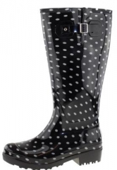 Weitschaft Gummistiefel WIDE WELLIE Black Polka Dots XL