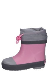 Playshoes gef�tterter Kindergummistiefel BASIC rosa | Mit kurzem Schaft und Stulpe 