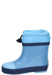 Playshoes gef�tterter Kindergummistiefel BASIC blau | Mit kurzem Schaft und Stulpe