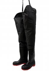 Portwest PVC H�ft-Watstiefel S5 � Schwarz/Rot