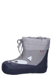 Viking gef�tterter Barfu� Kindergummistiefel ALV BAREFOOT PAW PRINT WARM blau/grau