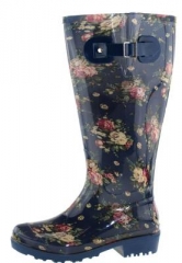 Gummistiefel Wide Wellies blue Flowers mit XL Weitschaft 